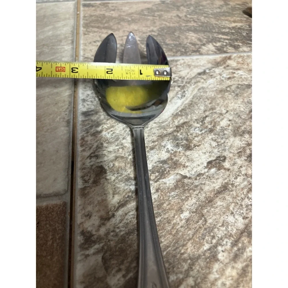 Towle Stainless Steel Salad Serving Fork Tropical Palm Tree Pattern Silver 9.25